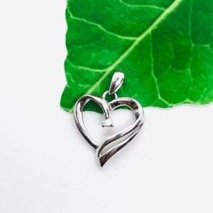 Sterling Silver Diamond Heart Pendant